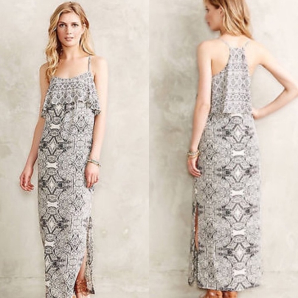 Anthropologie Vanessa Virginia Black & White Paisley Maxi Dress